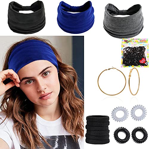 Wide Cotton Headband for Women Bandana Thick Fashion Knotted Elastic Hair Band Solid color African headwrap Yoga Elastic Turban Accessories