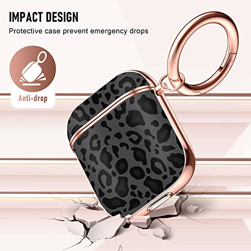 Maxjoy Airpods 1St & 2Nd Generation Case，Protective Shockproof Cover With Keychain Compatible ，Cute Airpods Case Cover, Apple Airpods Case ,For Girls And Women And Men （Leopard Print On Black） #TOP4