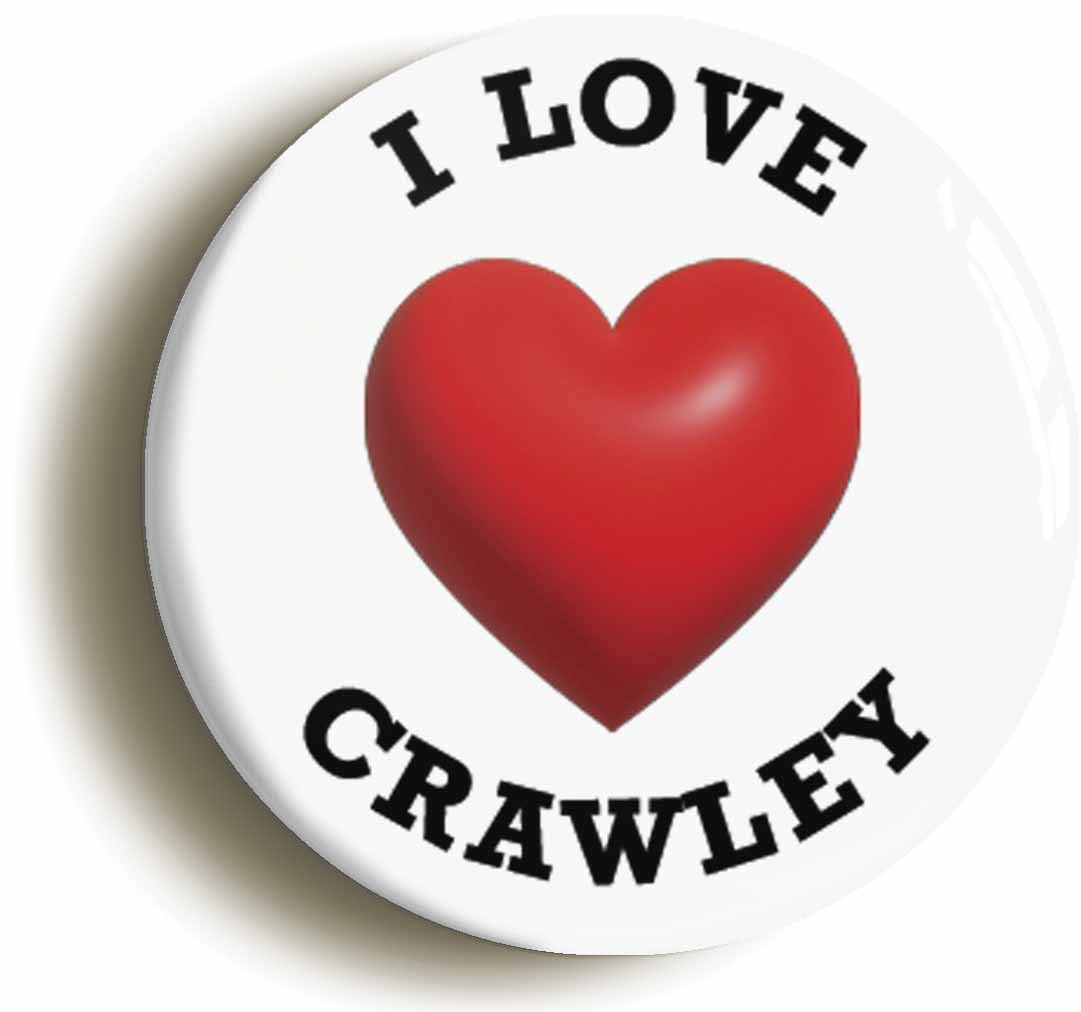 I Heart Love Crawley Location Fridge Magnet (Circular 2inch / 50mm Diameter)