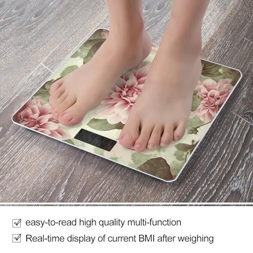 Báscula digital para baño con diseño vintage y flor rosa miniatura 5