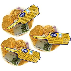Only Chocoladegeld | Gouden munten en bankbiljetten van chocolade | 3 x 100 g