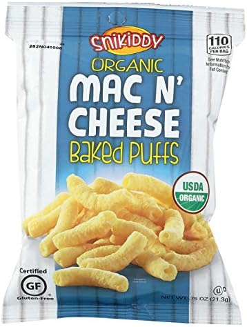 Snikiddy Snacks Corn Puffs - Organic - Mac - Cheese - Case Of 72 - .75 Oz