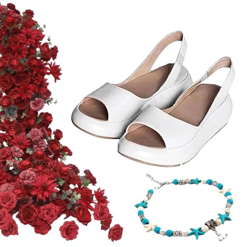 Solea Cushioned Sandals For Women, Solea Round Peep Toe Slip On Flat Sandles Easy Slip-On, All-Day Comfort