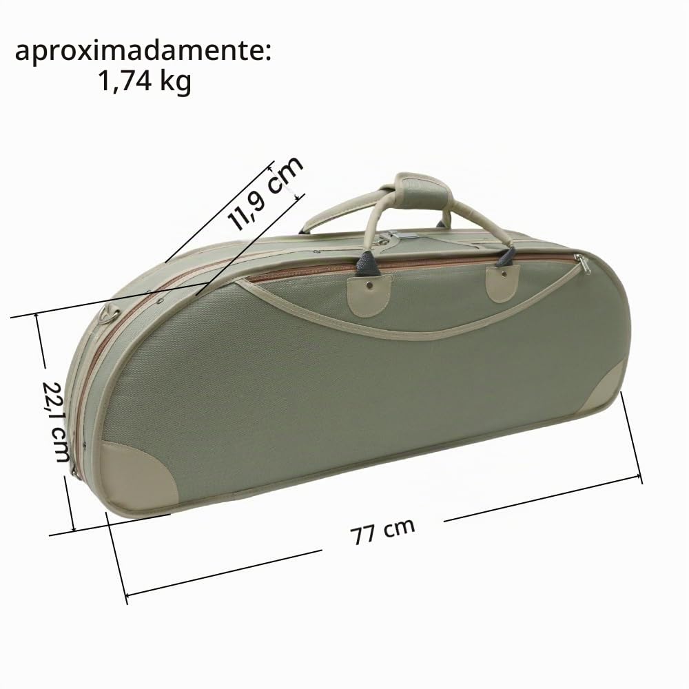 Estuche para violín 4/4 de tamaño Completo de Nailon Oxford Caja Ligera Correas de Hombro Ajustables Bolsa de violín de Viaje (Verde Guisante)