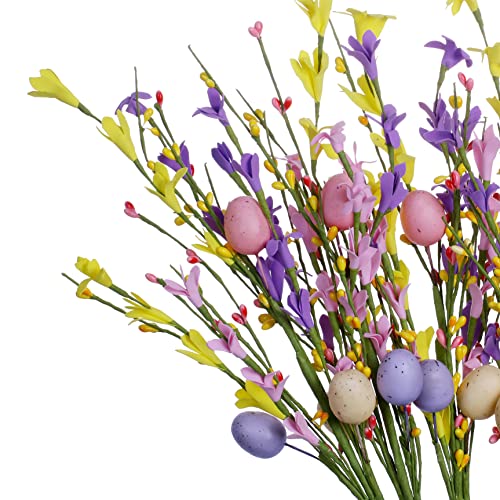 Diyfloru Easter Egg Stems,6Pcs 17In/43Cm Easter Picks With Forsythia Flowers For Flower Arrangement And Easter Decor #TOP2