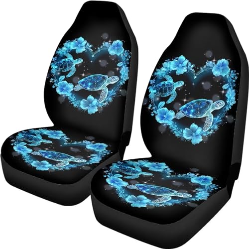 Housse de siège de voiture motif tortue cœur lot de 2 protections auto avant 52x138cm