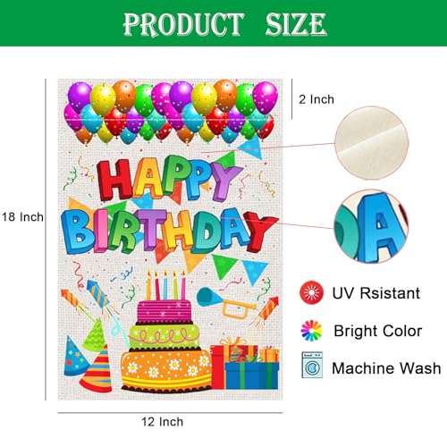 Drapeau de jardin Happy Birthday抗风双面横幅解决户外生日布置难题