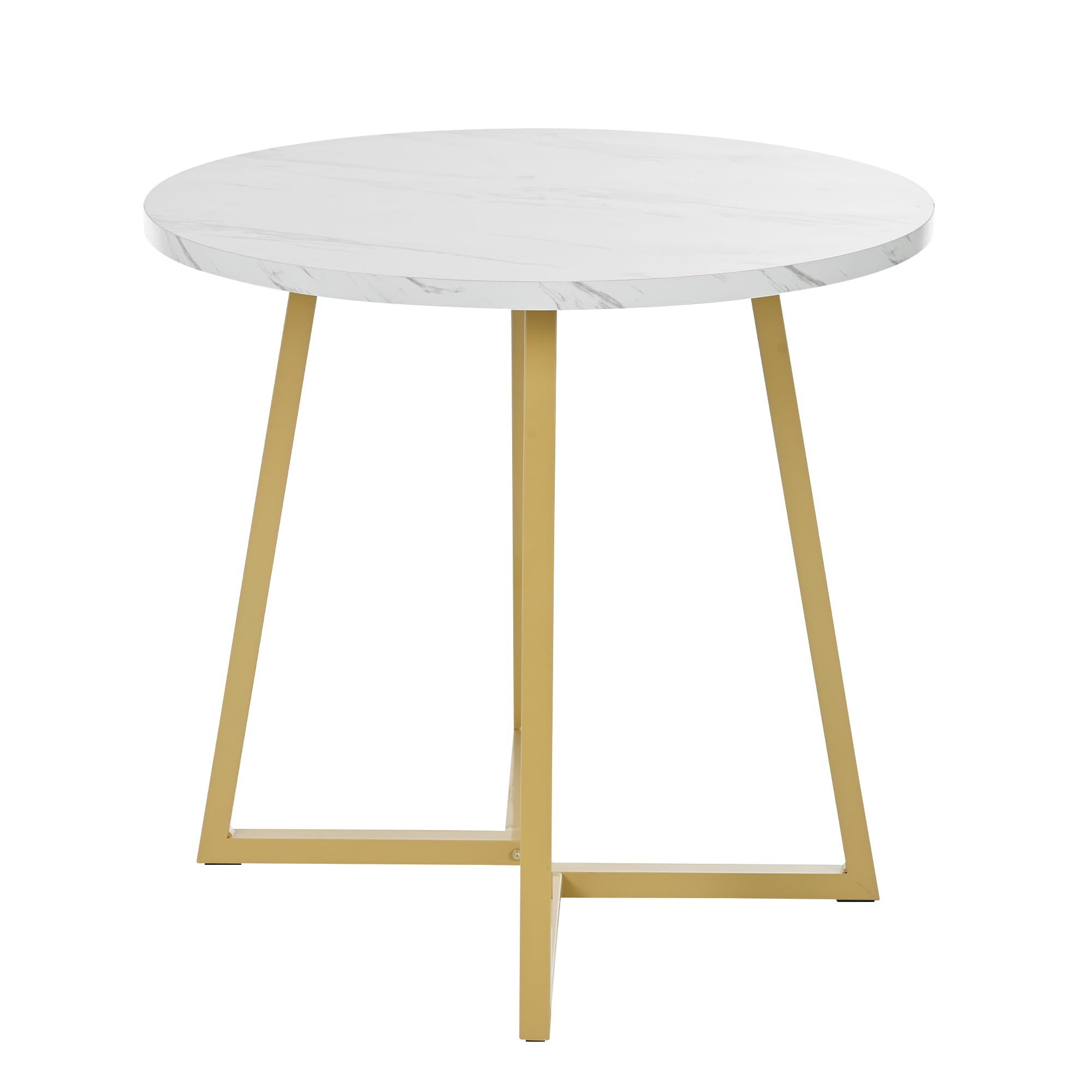 Table de cuisine ronde effet marbre blanc pour des dîners conviviaux dans le salon