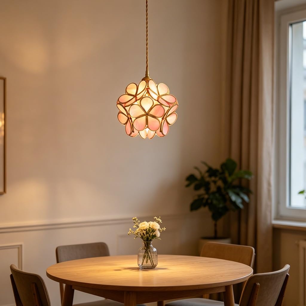 Mały żyrandol wiszący Stylowa lampa wisząca w kształcie kwiatu metalowa z regulacją wysokości szklanym kloszem i oprawką E27 do salonu sypialni kuchni przedpokoju jadalni lub domowego biura