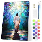 EOBROMD Jesús Pintar por Numeros Adultos, Decoración para el Hogar 20x30cm