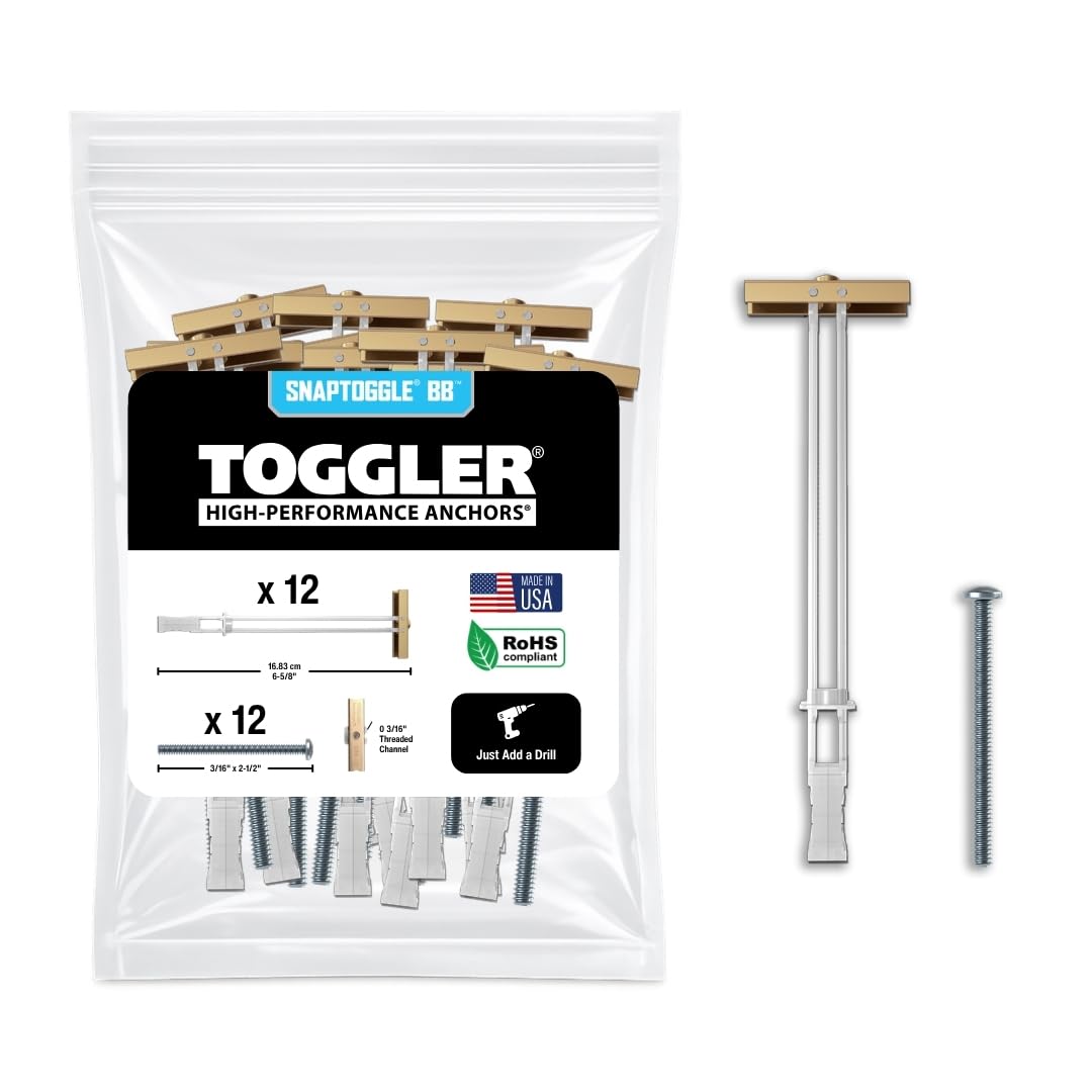 12 Pieces TOGGLER SNAPTOGGLE Drywall Anchor with Included Bolts for 1/4-20 Fastener Size; Holds 80 pounds Each by TOGGLER