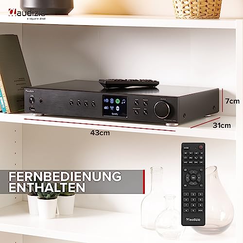 Audizio Adria HiFi-Tuner, Internet Radio, Spotify Player, WLAN Internetradio, Radio mit DAB+ und Bluetooth, UKW Tuner, USB, AUX, RCA Out, Optical, Wecker, Fernbedienung, Schwarz – Bild 8