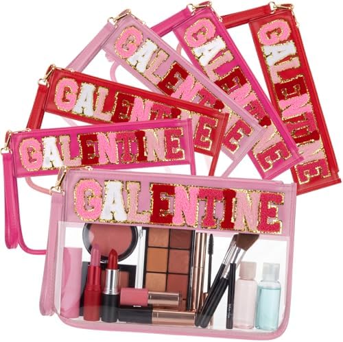 6 Pcs Galentine's Day Makeup Bags Gifts Bulk Chenille Letter Clea...