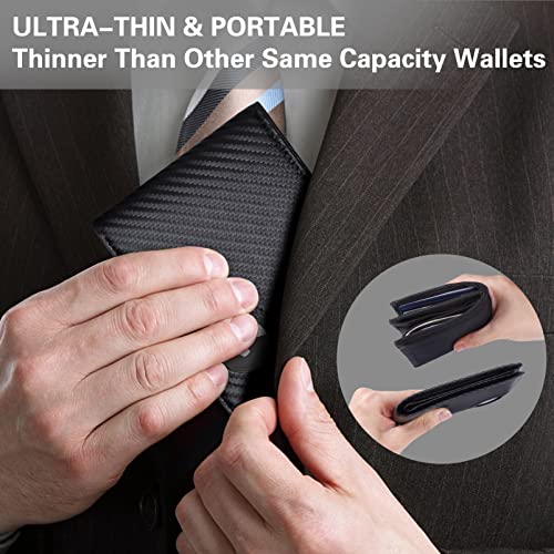 Slim Leather Wallet for Men Airtag Hidden, Large Bifold Mens Wallet RFID Blocking with ID Windows, Credit Card Holder for Men Wallet4