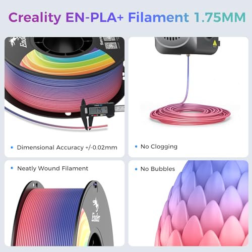 Image of Creality 3D Printer Filament 4KG, Rainbow PLA+ Filament 1.75mm, Multicolor PLA Plus Strong Toughness Dimensional Accuracy + /- 0.03mm, PLA Pro for Most 3D Printer, 1KG Spool(2.2lbs)