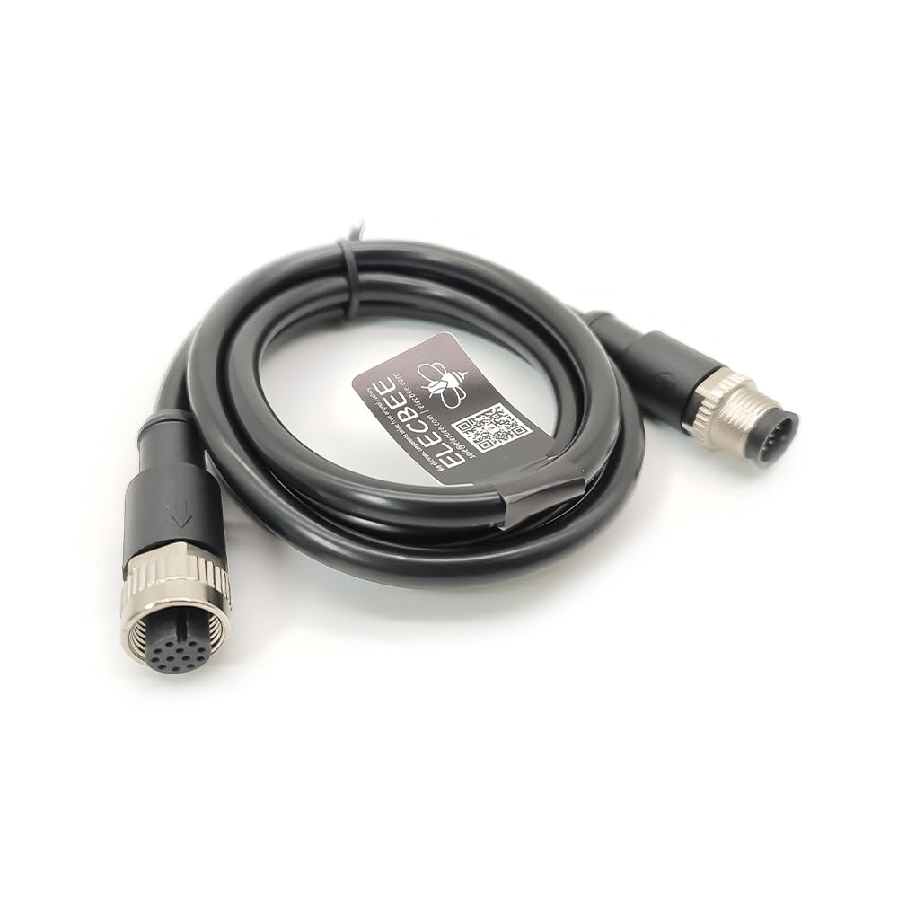Elecbee Conector de Cable de Sensor M12, 12 pines, macho a hembra, código A, conector resistente al agua Industrial de 180 grados, 1M AWG26