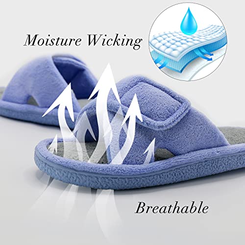 Magtoe Adjustable Open Toe House Slippers for Women Memory Foam Indoor Slip on Slides Sandals Lady Home Shoes for Air Conditioning Room,Spa,Bedroom,All Seasons3