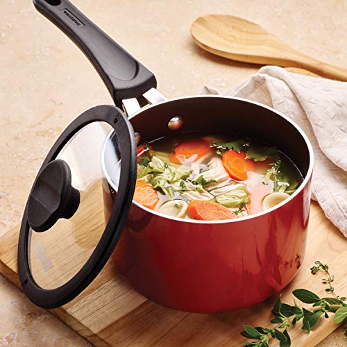 Image of Tramontina Non Stick 6-Piece Nesting Sauce Pan Set with Lids - Red