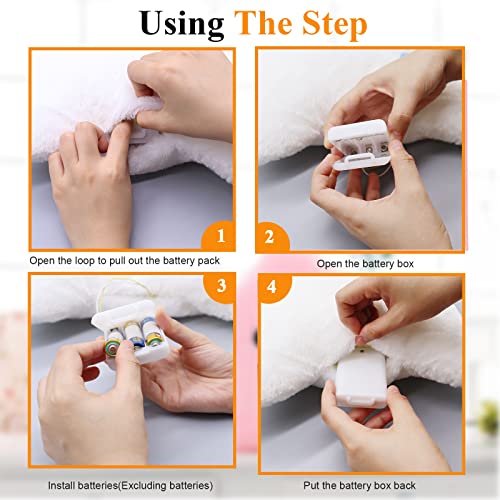 Kaheaum Cute Pillows,Star Pillow Light Up Stuffed Animal Toy,Soft Kids Pillow Decorative Small Plush Throw Pillows For Sleeping Bed Sofa Cushion Home Car Fit Girls Boys Child Birthday Christmas-White #TOP3