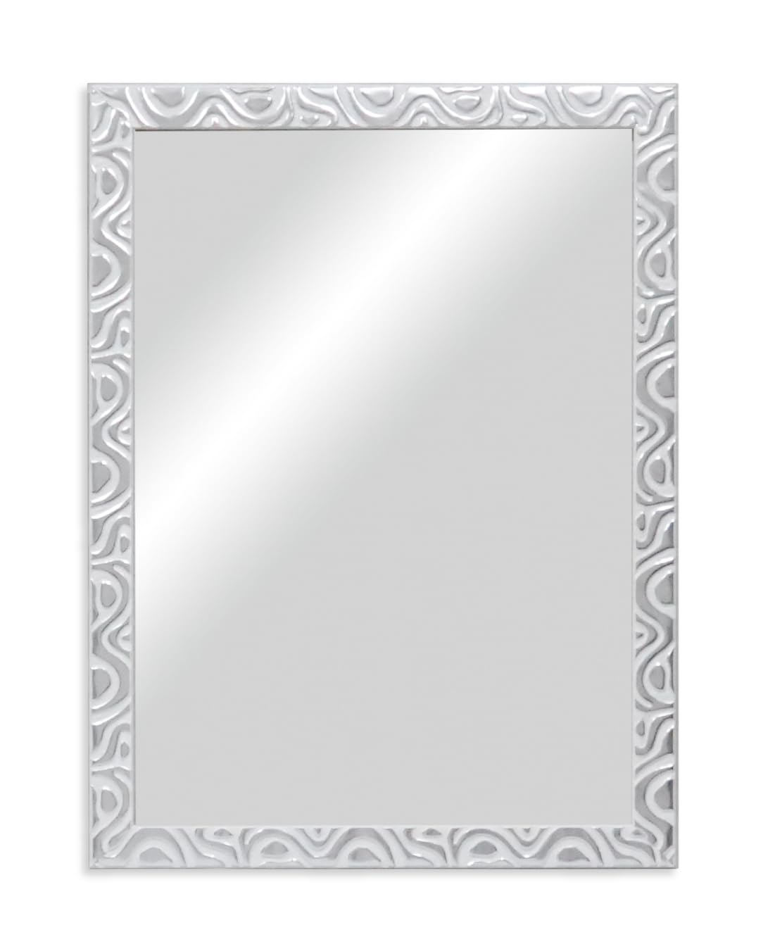 CHELY INTERMARKET Espejo Pared Cuerpo Entero 50x70cm-Marco Exterior 57,5x77,5cm MOD-144 Blanco-Plata. Material PVC.