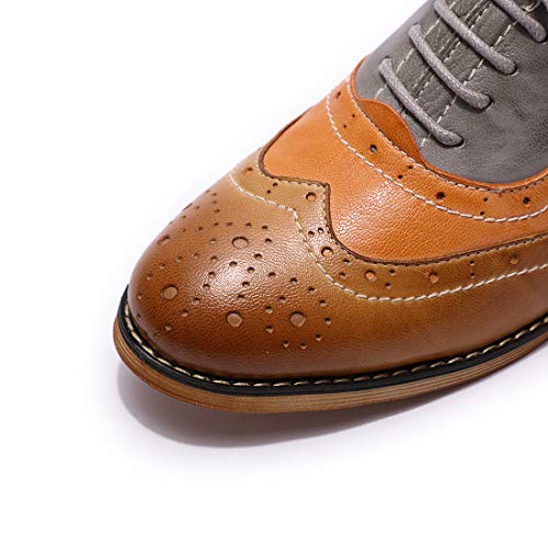 Image of Mona flying Womens Leather Wingtip Oxfords Brogue Shoes Lace-up Flats