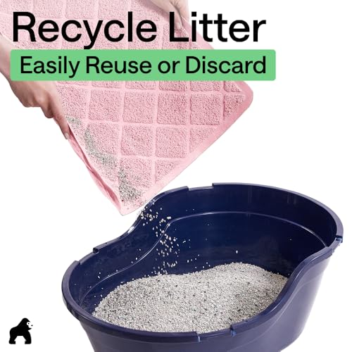 Image of Gorilla Grip Durable Cat Litter Mat (24x17), No Phthalate, Water Resistant, Traps Litter from Box and Cats, Scatter Control, Soft on Kitty Paws, Easy Clean Cat Mat (Light Pink), 1 Count, Plastic