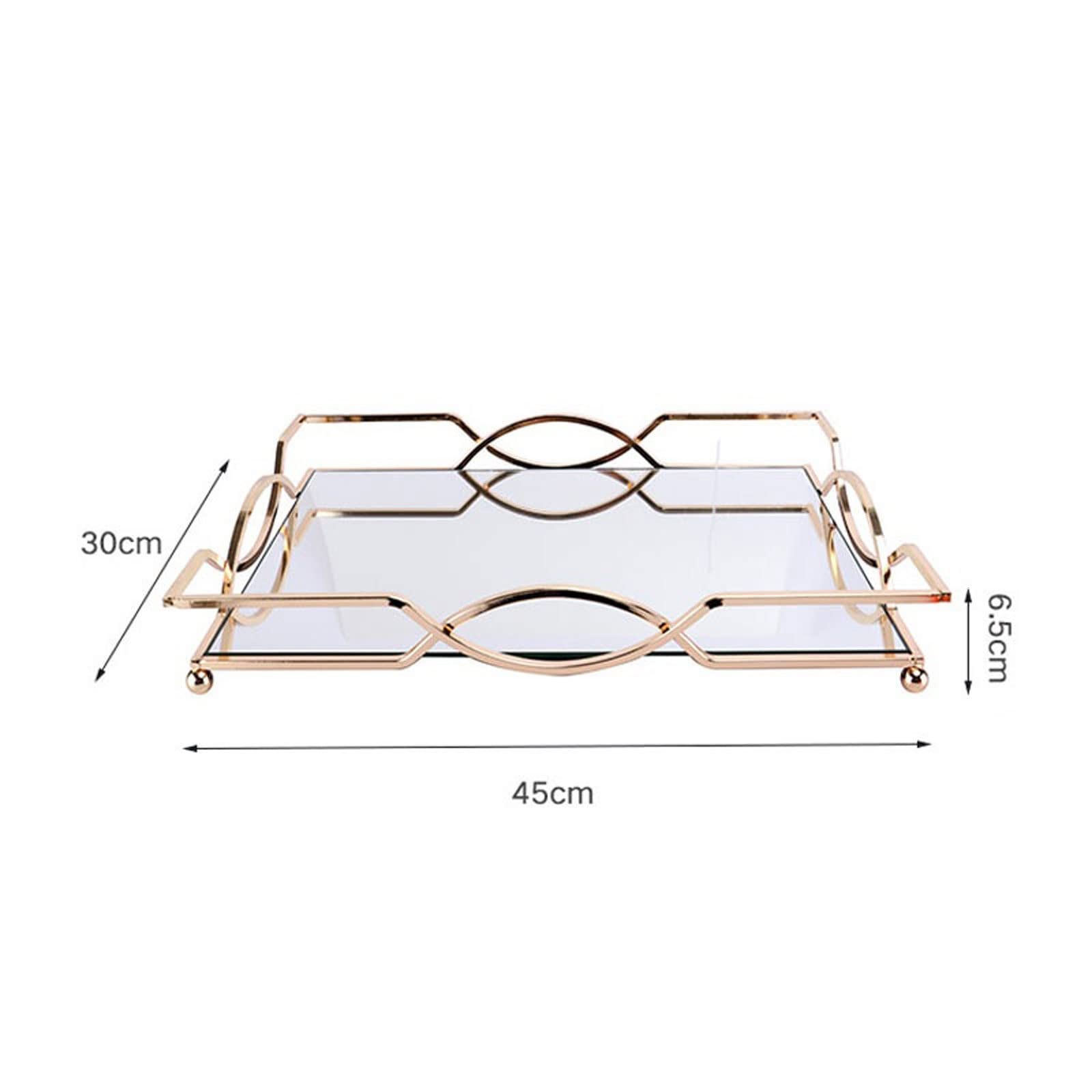 Bandeja bandejas de Espejo Modernas, Bandeja de exhibición de Almacenamiento de cosméticos y joyería Rectangular de Hierro geométrico, Juego de Lavado para el hogar y el baño
