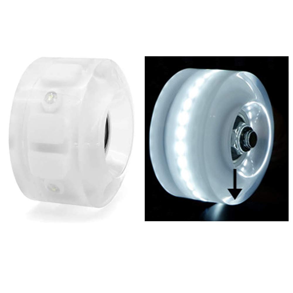8 Paquet Roues pour Patins à roulettes Lumineuse avec Roulements ABEC-9 Installés 32mm x 58mm Roues de Patin à roulettes Quad pour Le Patinage à Double Rangée (Blanc)