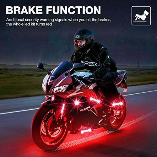 AMBOTHER 12Pcs Motorcycle LED Light Kits Strips Waterproof Multicolor IR/RF Remote Controllers Underglow Accent Glow Neon Ground Effect Atmosphere Lights Lamp for Harely Davidson Motorcycle - Thumbnail 4