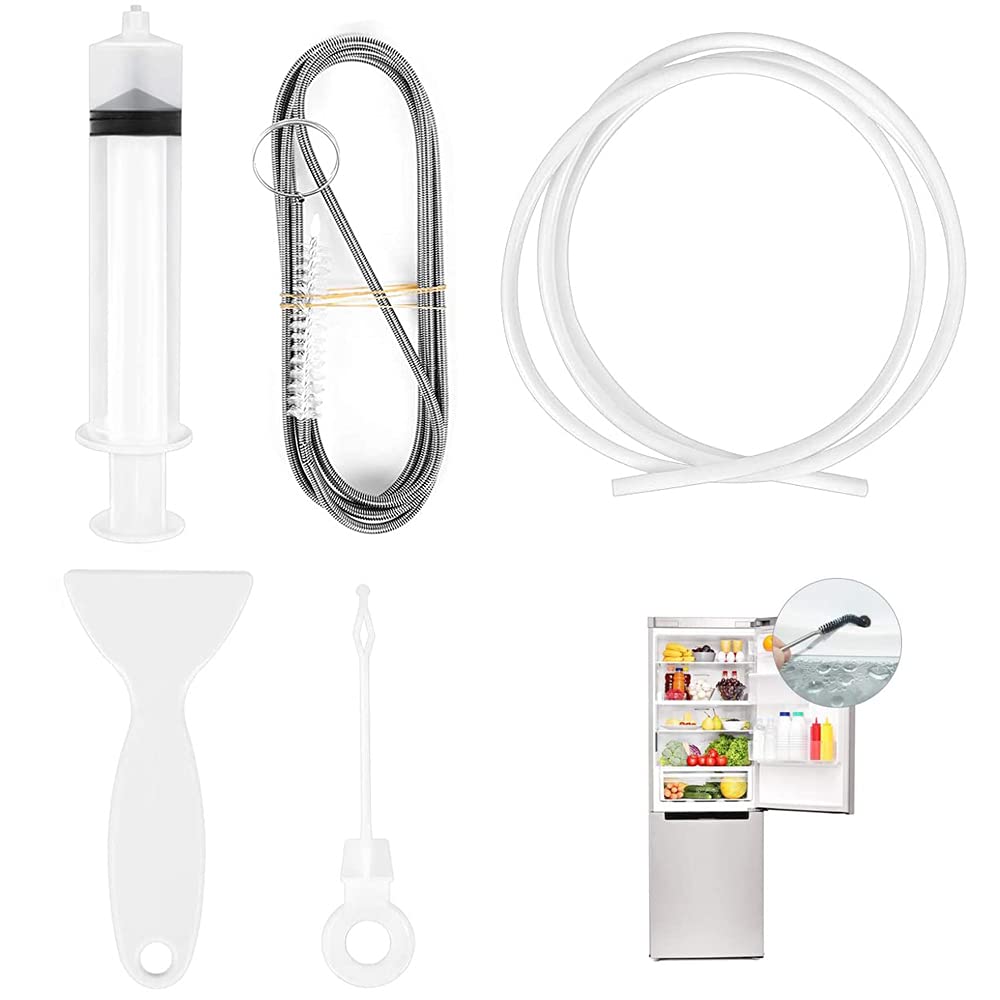 Kit Pulizia Scarico Frigorifero - 5 Pezzi, Con Siringa E Spazzola Flessibile