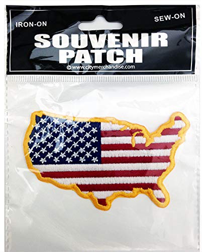 American Flag Patch USA Map Shaped Embroidered Sew-on Iron-on Approximately 3.5 x 3 inch Beautiful Gift Materials Show Off Your Patriotic Spirit