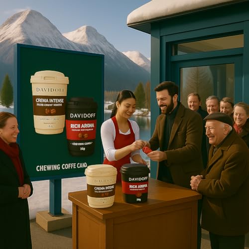 Image of Davidoff Chewing Coffee Chewy Candy Combo Pack By Cougar - Rich Aroma (15% Coffee Powder) & Crema Intense (13% Coffee Powder) - Long-Lasting Premium Coffee Taste Chewy Candy, Intensity 8 & 5, 50g x 2 Cups (Imported-GER)