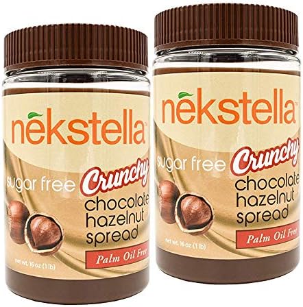 Nekstella 16 oz. Sugar Free Low Carb Crunchy Chocolate Hazelnut Spread (2 Pack)
