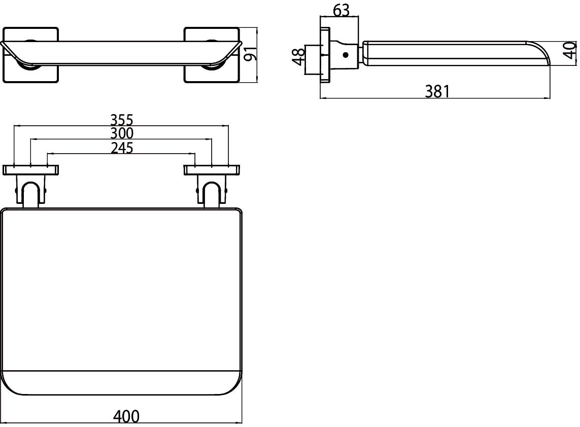 EMCO SYSTEM2 Duschsitz zur Wandmontage, klappbarer Duschstuhl aus Kunststoff und Metall, praktische Duschhilfe belastbar bis 110 kg, TÜV-geprüft, schwarz