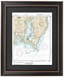 Framed Nautical Map 13219 : Point Judith Harbor, RI- Poster Size. Handmade in USA