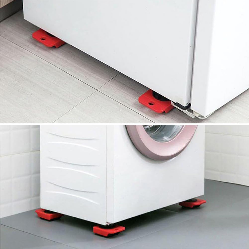 2026 New Furniture Lift Mover Tool Set, Furniture Lifter with Adjustable Height Lever & 4 Smooth Wheels, Heavy Furniture Moving Dolly Sliders Kit for Sofa, Bed, Table & Home Appliances (Red)
