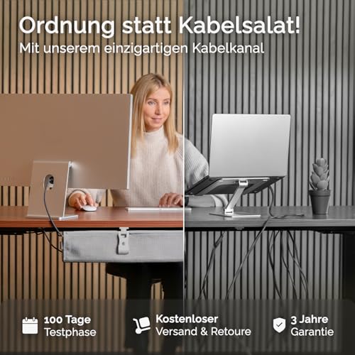 DESKSPACE Kabelwanne Schreibtisch Kabelmanagement - Beidseitig Klappbarer Kabelkanal - Cable Organizer für den Schreibtisch - 94 cm (Grau)