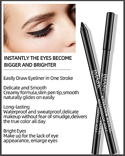 Lysdefeu 2Pcs Black Waterproof Smudge-Proof Gel Eyeliner Pencil With Sharpener thumb #3
