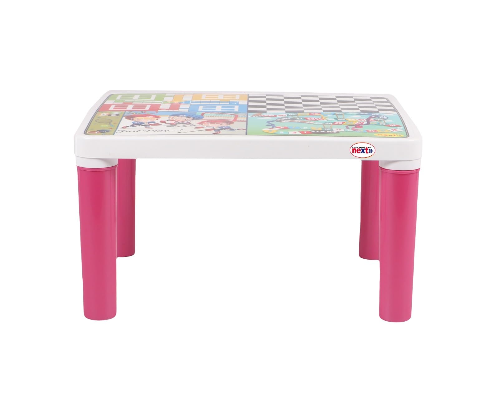 NPPL Playtime Kids Plastic Activity Table with Educational Board Games Print | Multi-Purpose Study, Drawing & Play Table for Boys & Girls | Durable Virgin Plastic | Pink & White-image-24