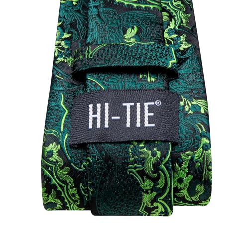 Image of Hi-Tie Silk Ties for Men Plaid Paisley Striped Necktie Pocket Square Cufflinks Set Formal Business