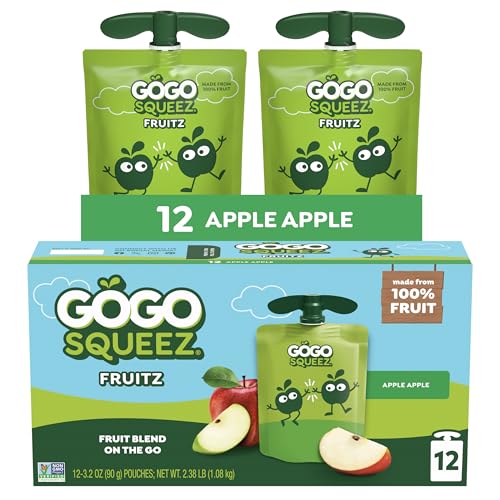 Image of GoGo squeeZ No Sugar Added Applesauce, Apple Apple, 3.2 oz, 12 Count