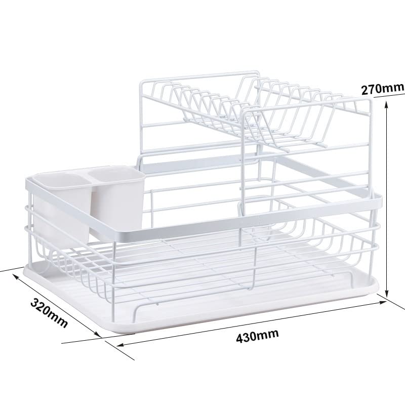 Escurridor de platos con bandeja de goteo, cesta de almacenamiento de cubiertos de cocina, escurridor de platos con soporte de almacenamiento para organizador de cocina, estante para