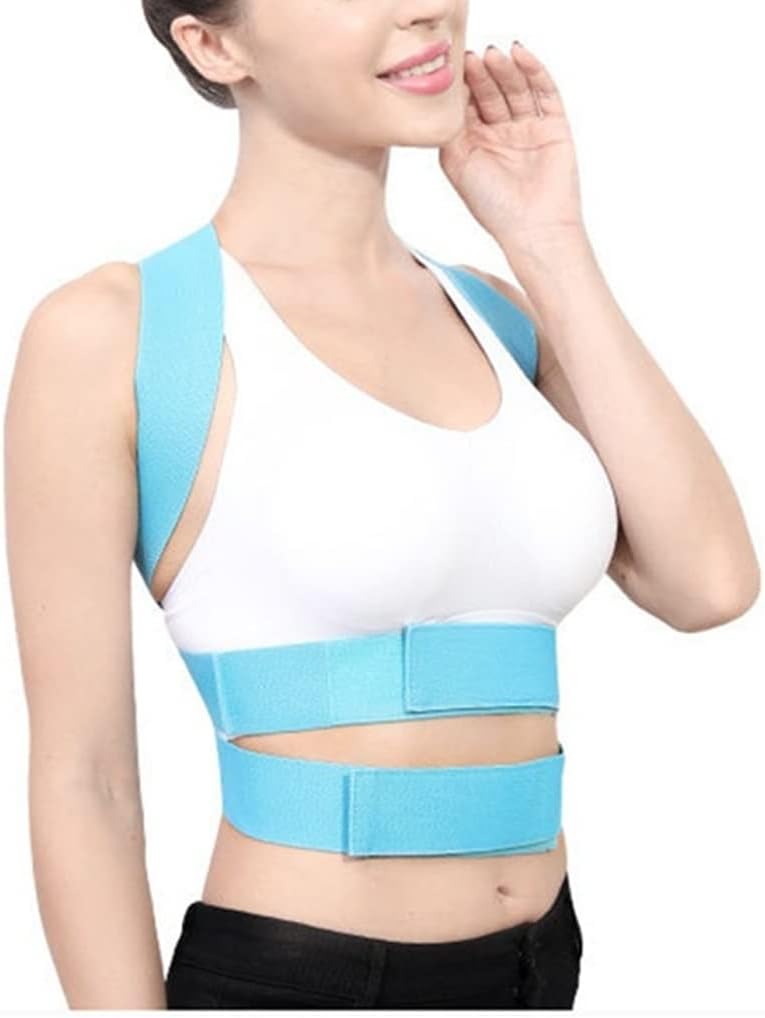 Brace Support Belt Adjustable Back Posture Corrector Clavicle Spine Shoulder Lumbar Correction Corset For(Blue,Medium)