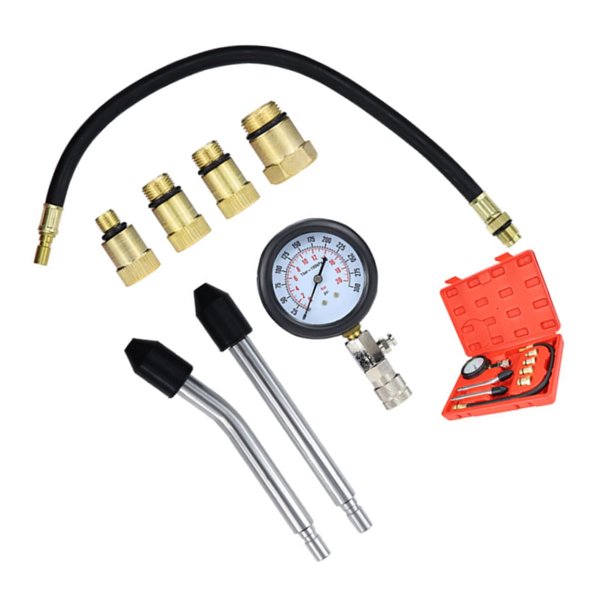 FUNOMOCYA Car Motorcycle Cylinder Pressure Gauge Compression Tester Kit with 0-300psi Manometer Adapter for Petrol Engines