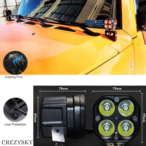 CREZYSKY 80W Yellow-White LED Fog Light, 4 LED, Pack of 2 - Image 6