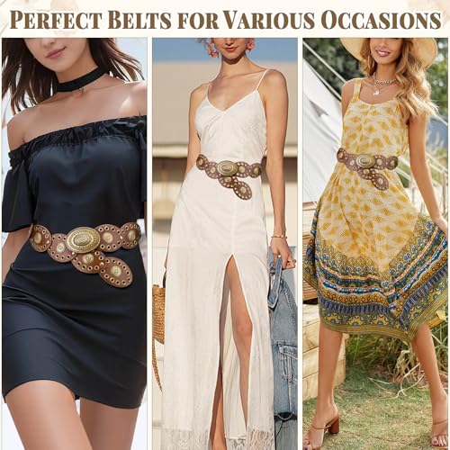 PU Leather Disc Belt, Vintage Waist Belt,Western Style Womens Belts, Brown Belt Women, Fashion Belts for Women2