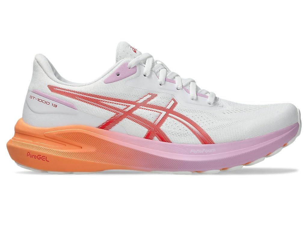 Asics White/Coral Gt-1000 13 Trainers Size 41.5 (7.5)