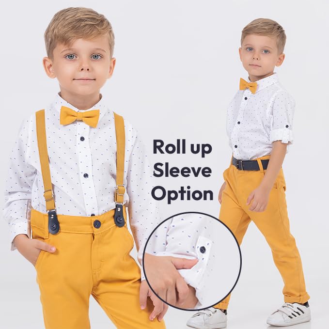 Boys Formal Outfit with Shirt, Pants, Suspenders, Bow Tie - Toddler Suit for Boys, Baby Suit4