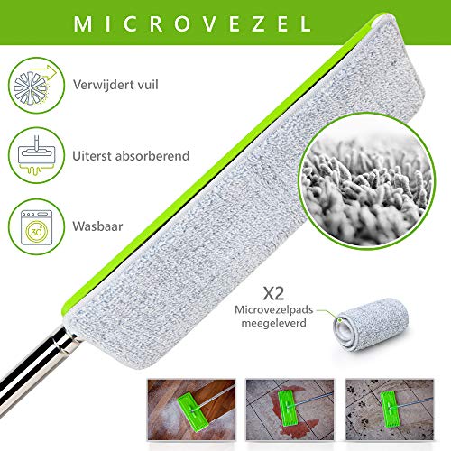 EasyGleam Dweil en Emmer Set. Microvezel Platte Dweil met Roestvrijstalen Stok, Innovatieve Dubbel Compartiment Emmer… - Image 7