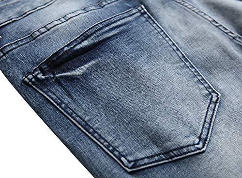 LAMKUKU Men's Ripped Jeans Slim Fit Casual Distressed Denim Pants 6